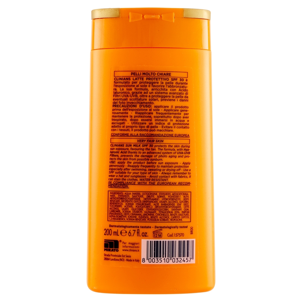 Clinians Bellezza Solare Latte Protettivo Anti Age SPF 30 Alta UVA + UVB 200 mL